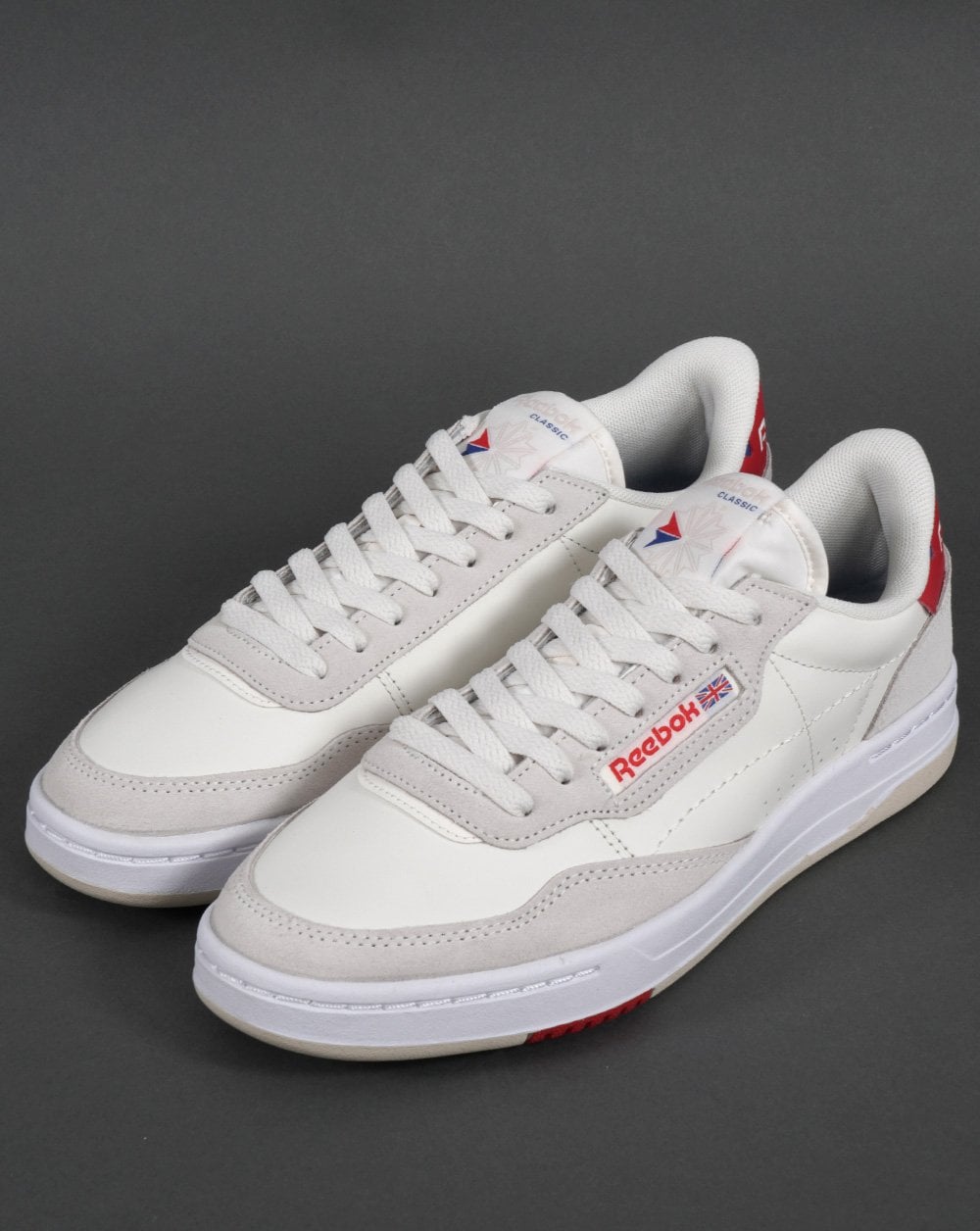 Reebok Court Peak Trainers Off White/Red