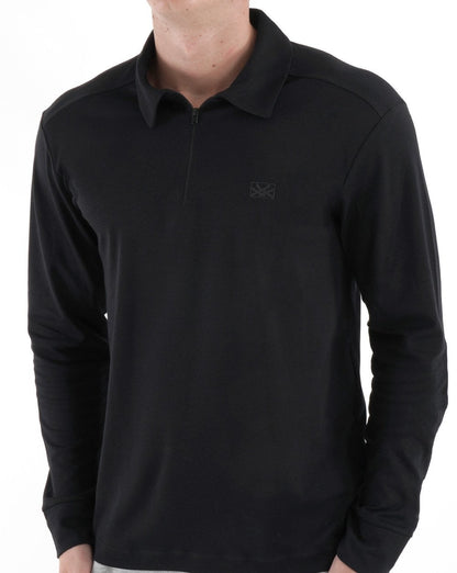 Benetton Langärmliges Poloshirt mit Reißverschluss in Schwarz
