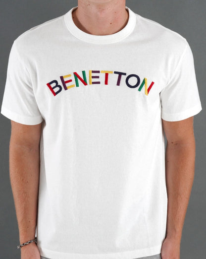 Benetton T-Shirt mit Logo auf der Brust in Weiß
