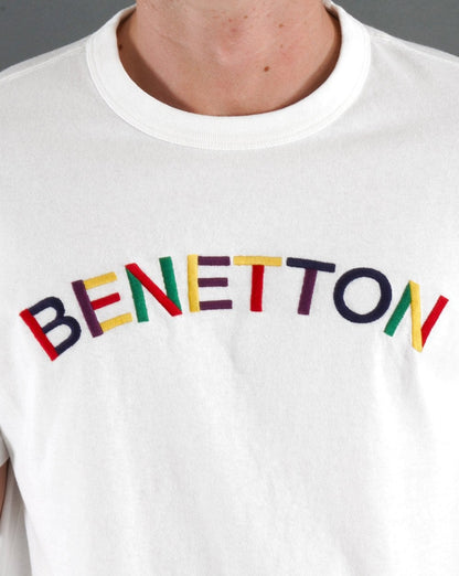 Benetton T-Shirt mit Logo auf der Brust in Weiß