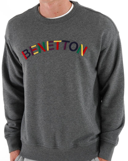 Benetton Sweatshirt mit Logo auf der Brust, Grau