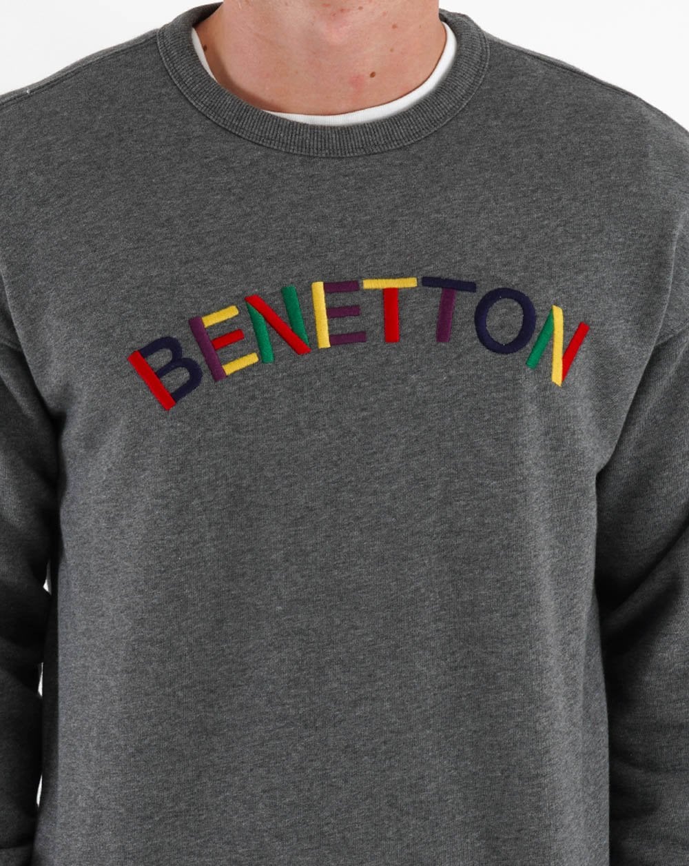 Benetton Sweatshirt mit Logo auf der Brust, Grau