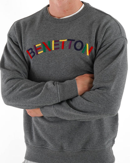 Benetton Sweatshirt mit Logo auf der Brust, Grau