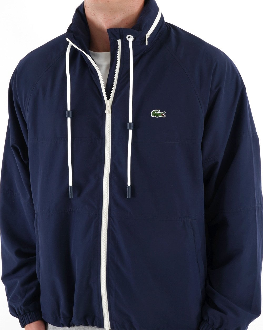 Lacoste – Jacke mit durchgehendem Reißverschluss in Marineblau