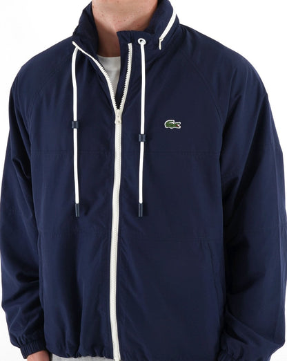 Lacoste – Jacke mit durchgehendem Reißverschluss in Marineblau