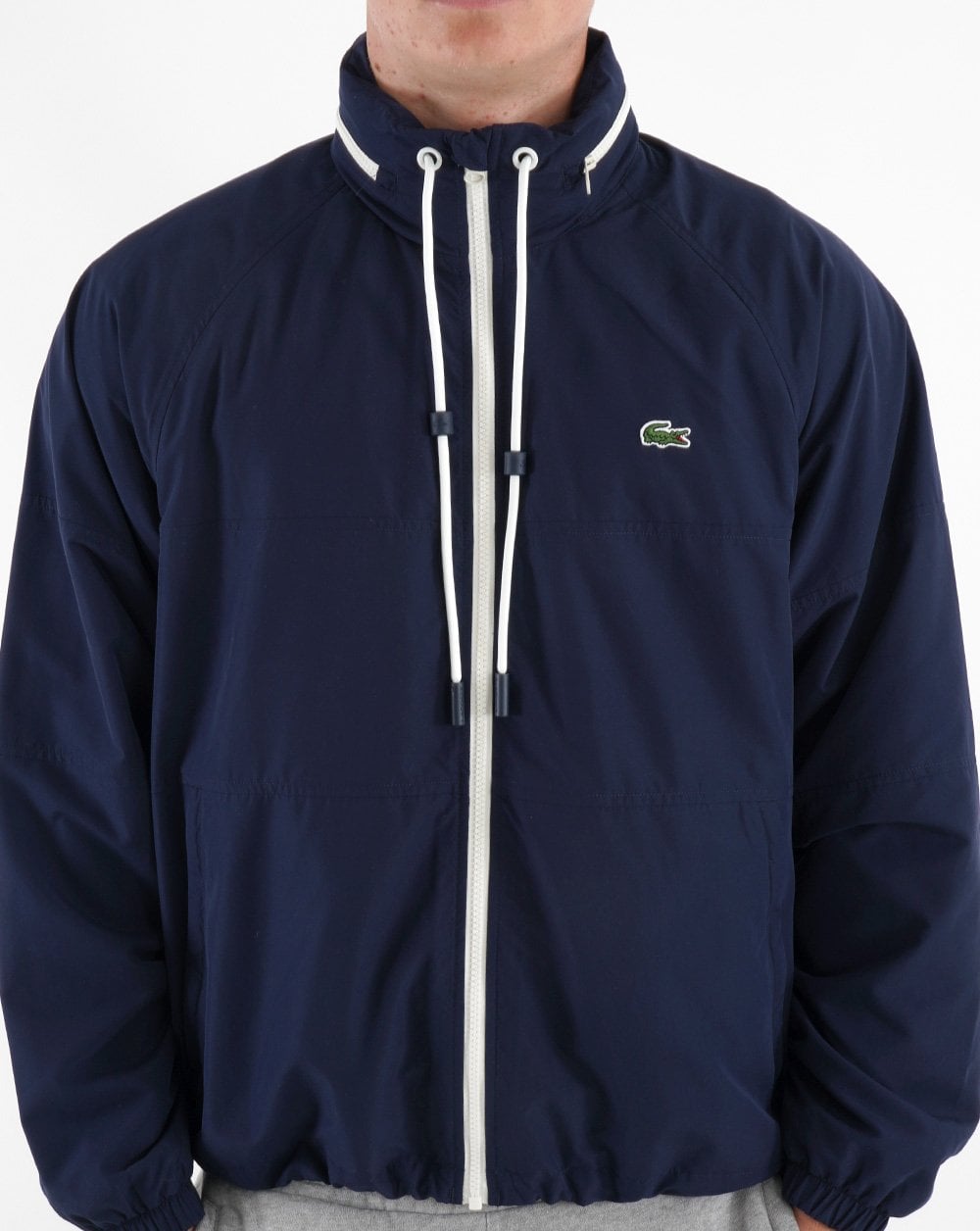Lacoste – Jacke mit durchgehendem Reißverschluss in Marineblau