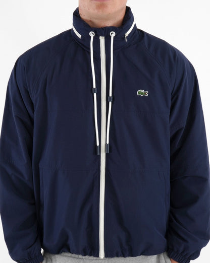 Lacoste – Jacke mit durchgehendem Reißverschluss in Marineblau