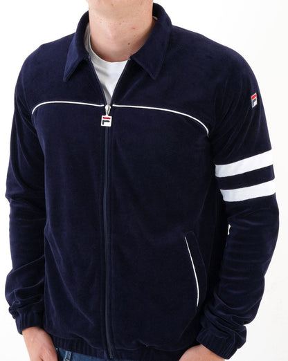 Fila Vintage Frankie Velours-Trainingsjacke Marineblau/Weiß