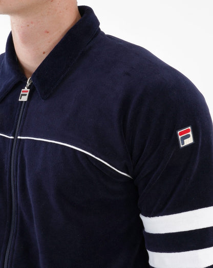 Fila Vintage Frankie Velours-Trainingsjacke Marineblau/Weiß