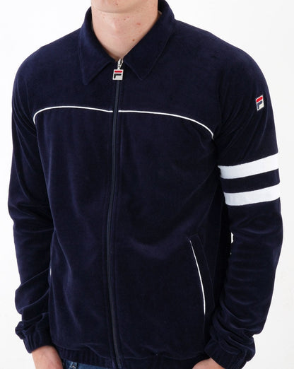 Fila Vintage Frankie Velours-Trainingsjacke Marineblau/Weiß
