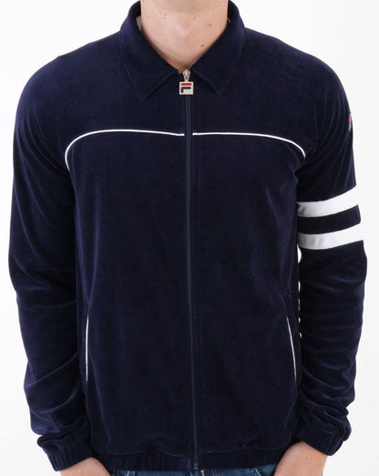 Fila Vintage Frankie Velours-Trainingsjacke Marineblau/Weiß