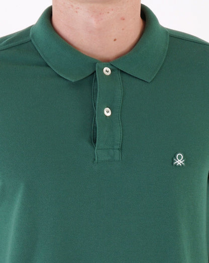 Benetton Langarm-Poloshirt Dunkelgrün