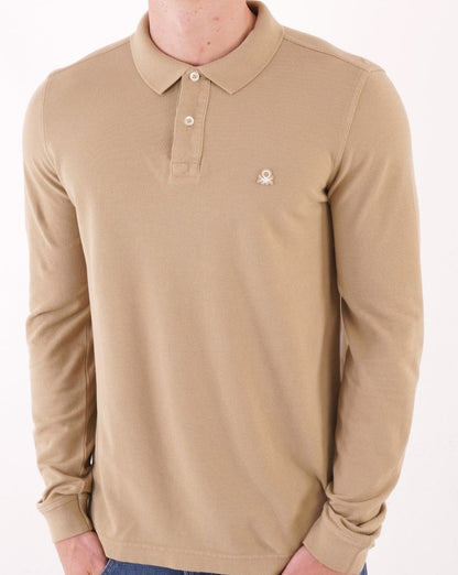 Benetton Langarm-Poloshirt Beige