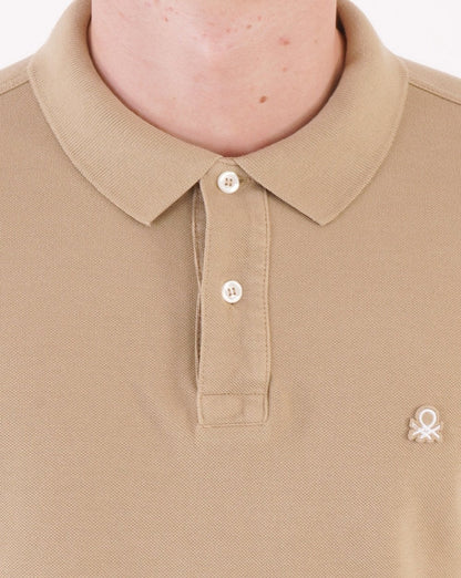Benetton Langarm-Poloshirt Beige