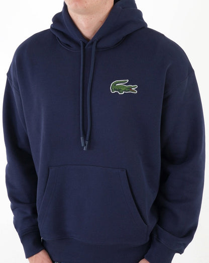 Lacoste – Big Croc – Kapuzenpullover in Marineblau