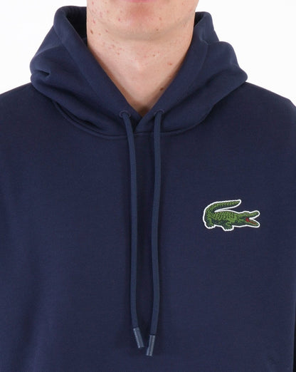 Lacoste – Big Croc – Kapuzenpullover in Marineblau