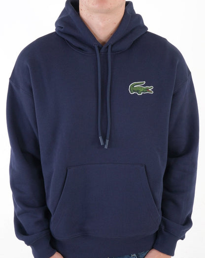 Lacoste – Big Croc – Kapuzenpullover in Marineblau