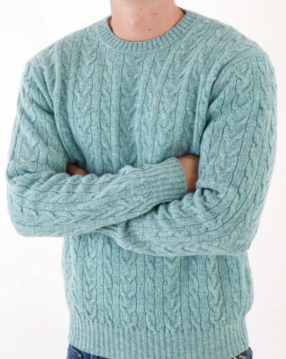 Benetton – Zopfmusterpullover in Meeresminze