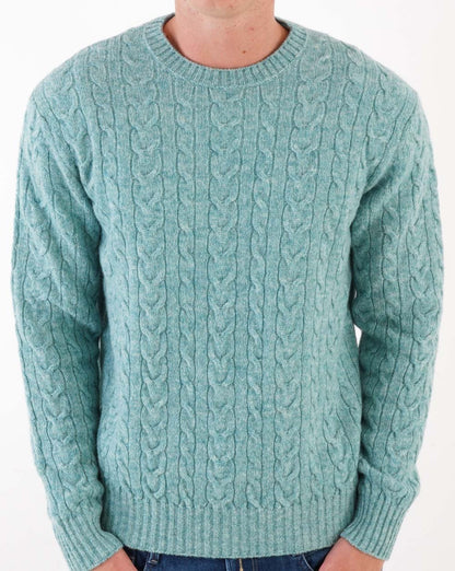 Benetton – Zopfmusterpullover in Meeresminze