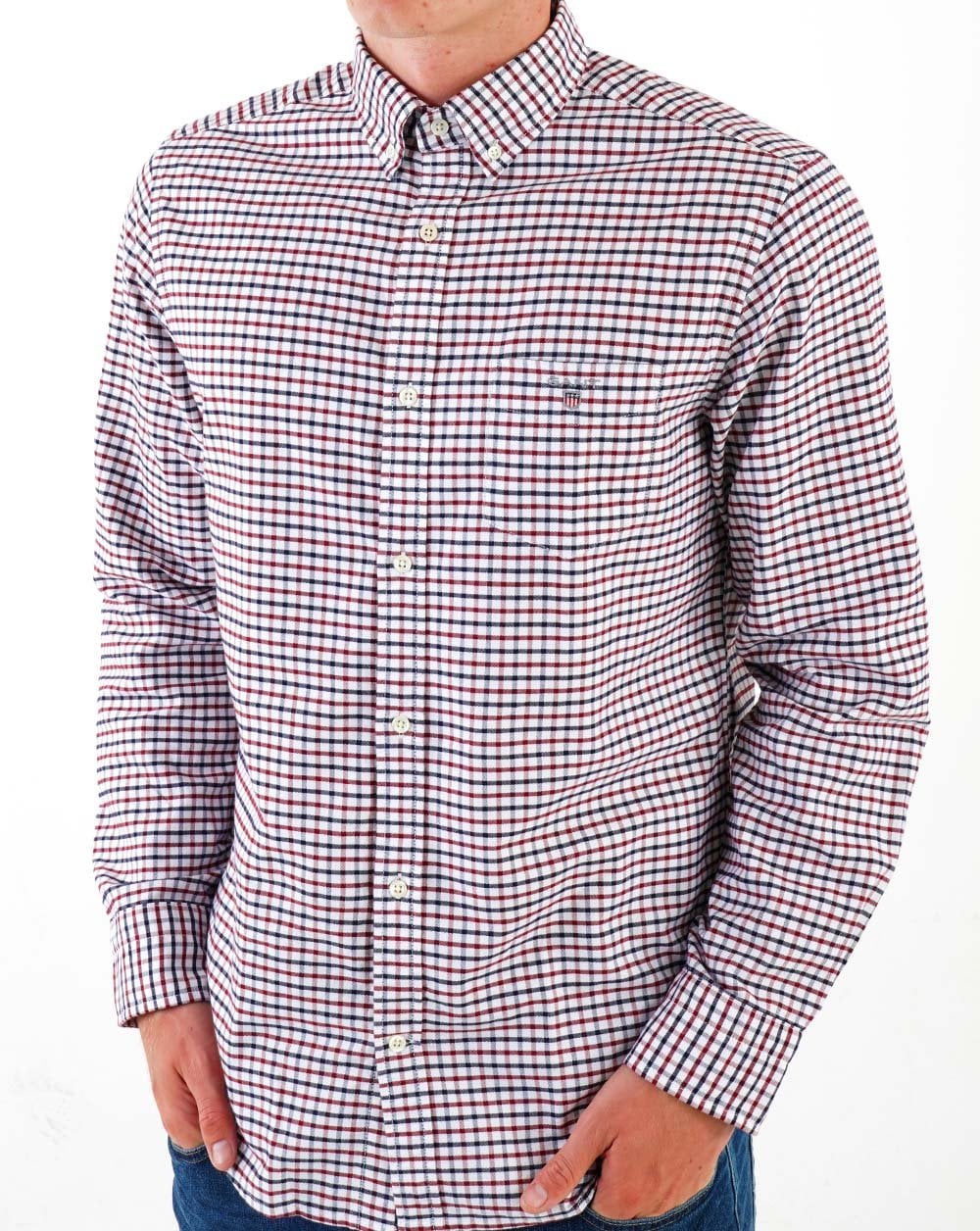 Gant Tattersall Oxford Hemd Dunkelrot/Marineblau