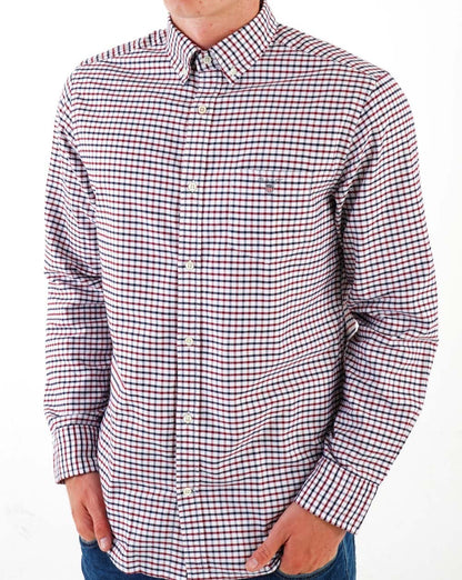 Gant Tattersall Oxford Hemd Dunkelrot/Marineblau
