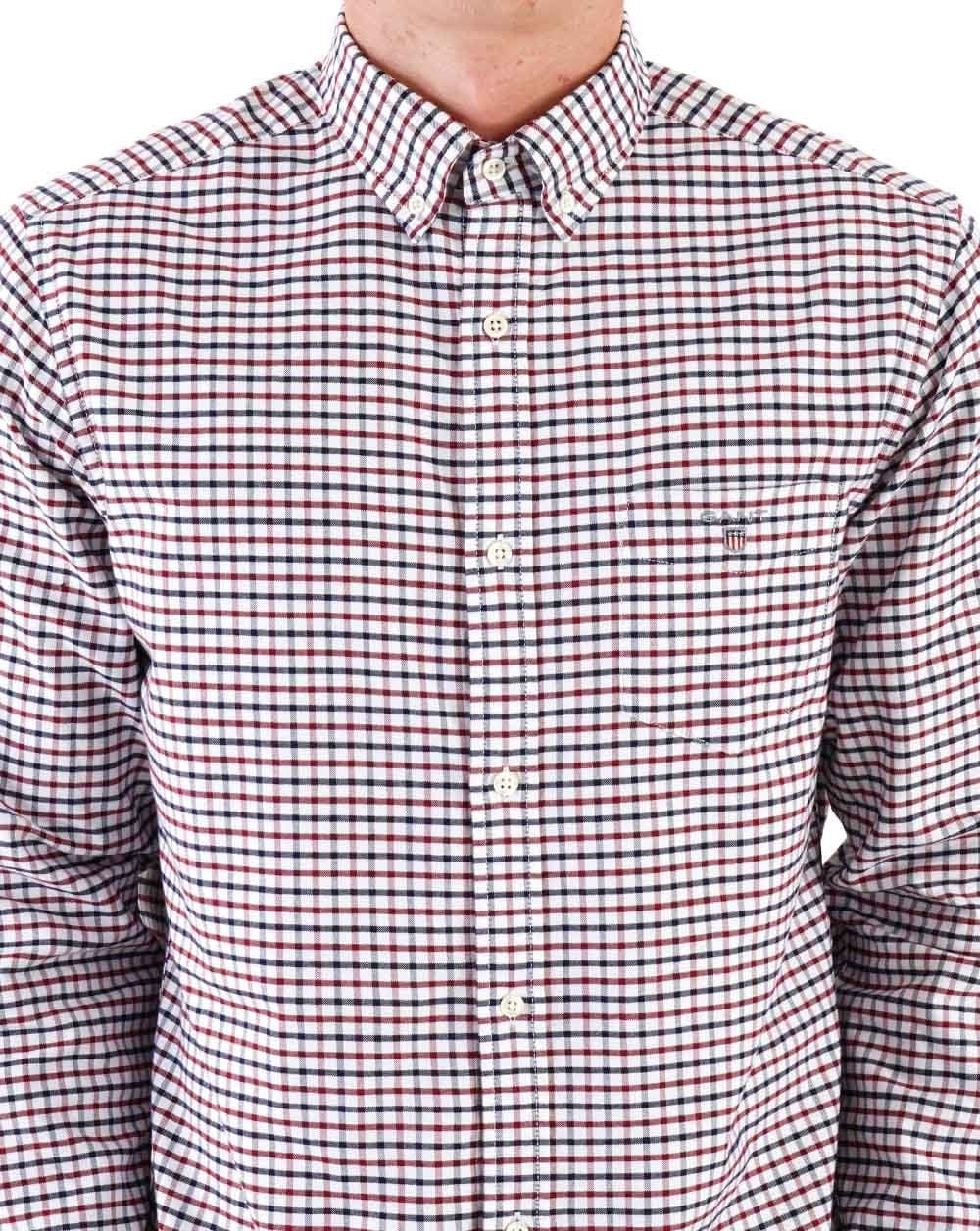 Gant Tattersall Oxford Hemd Dunkelrot/Marineblau