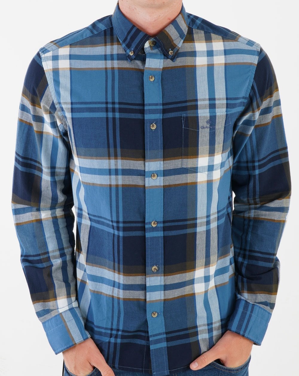 Gant Broadcloth Plaid Shirt Salty Sea