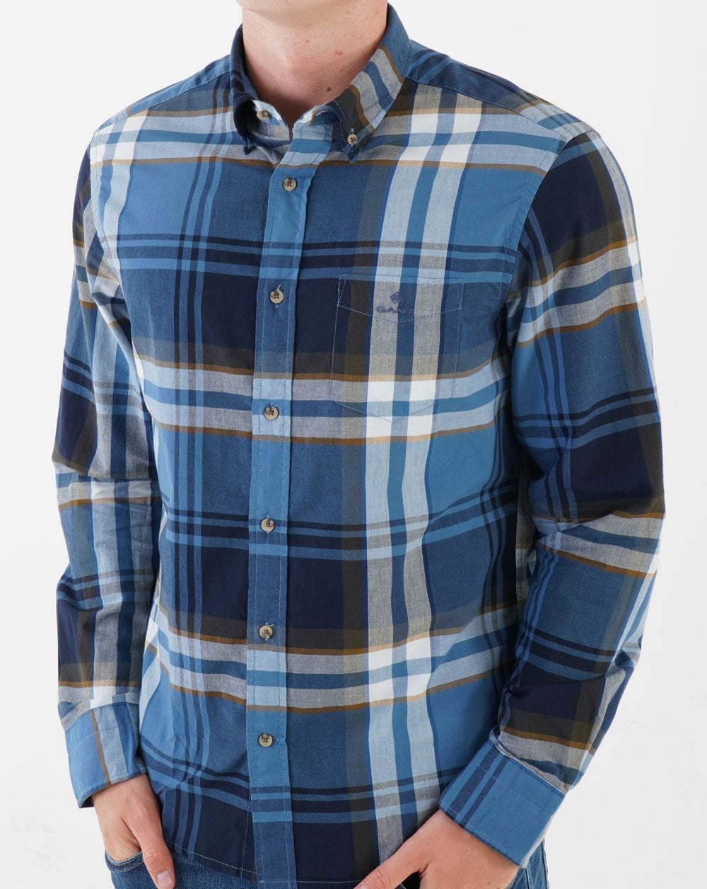 Gant Broadcloth Plaid Shirt Salty Sea