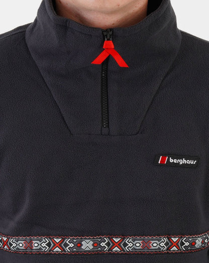 Berghaus Dean St. Aztec Fleecejacke mit 1/4-Reißverschluss, Schwarz