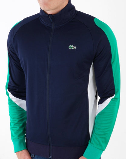 Lacoste Sport – Kontrast-Trainingsjacke in Marineblau/Grün