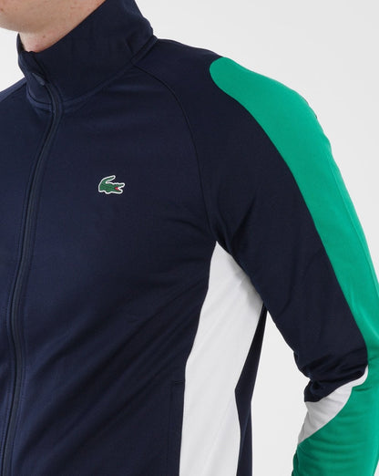 Lacoste Sport – Kontrast-Trainingsjacke in Marineblau/Grün