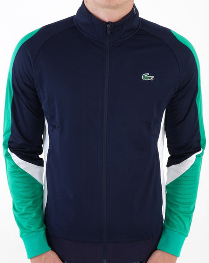 Lacoste Sport – Kontrast-Trainingsjacke in Marineblau/Grün