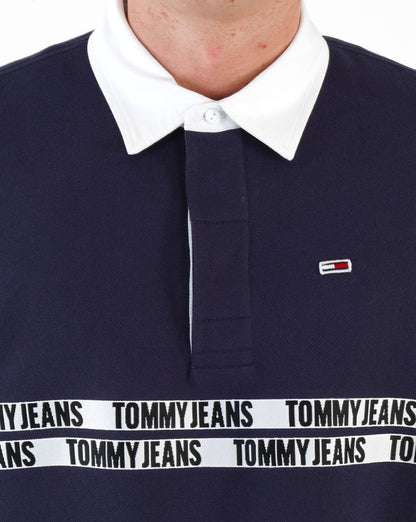 Tommy Jeans Tape Rugby-Shirt, Marineblau