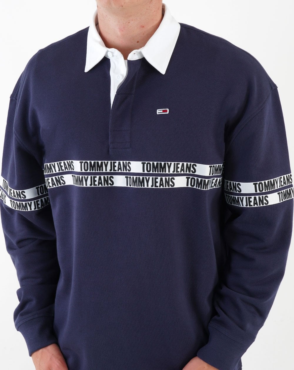 Tommy Jeans Tape Rugby-Shirt, Marineblau