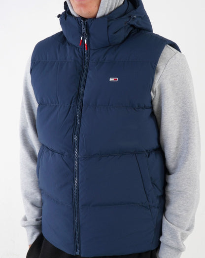 Tommy Jeans – Daunenweste mit Kapuze, Marineblau