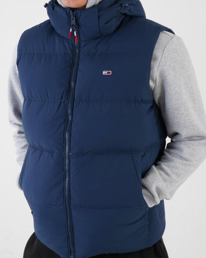 Tommy Jeans – Daunenweste mit Kapuze, Marineblau