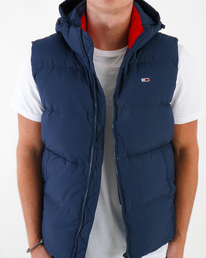 Tommy Jeans – Daunenweste mit Kapuze, Marineblau