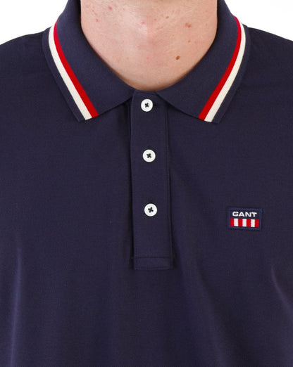 Gant Retro Flag Piqué-Poloshirt, Marineblau