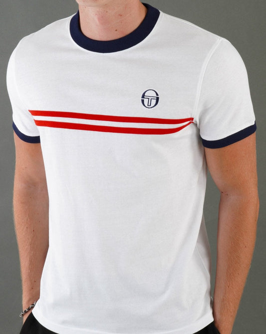 Sergio Tacchini Supermac T-Shirt Weiß Marine Rot