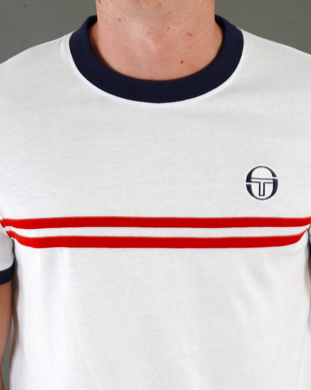 Sergio Tacchini Supermac T-Shirt Weiß Marine Rot