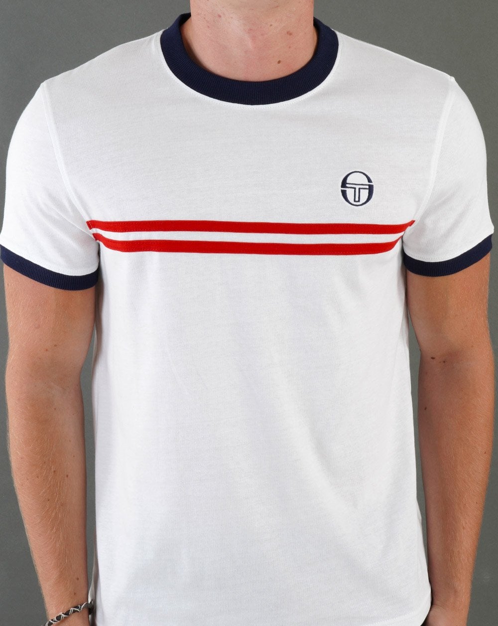 Sergio Tacchini Supermac T-Shirt Weiß Marine Rot