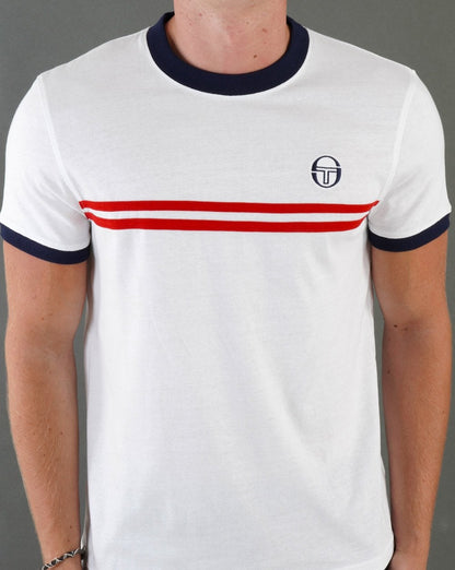 Sergio Tacchini Supermac T-Shirt Weiß Marine Rot