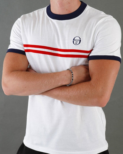 Sergio Tacchini Supermac T-Shirt Weiß Marine Rot