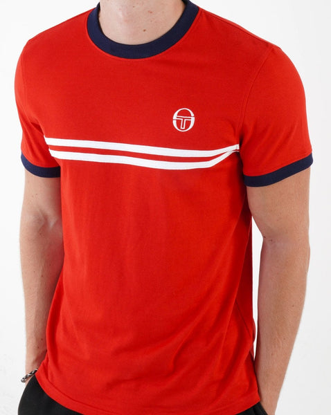 Sergio Tacchini Supermac T Shirt Dark Red/White