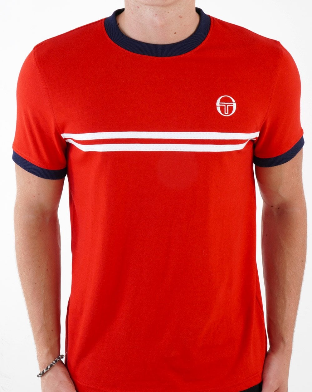 Sergio Tacchini Supermac T-Shirt Dunkelrot/Weiß