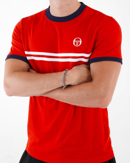 Sergio Tacchini Supermac T-Shirt Dunkelrot/Weiß