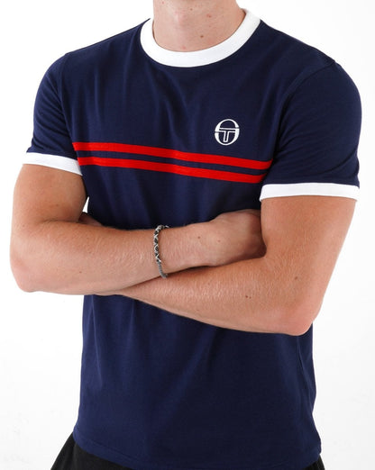 Sergio Tacchini Supermac T-Shirt Marineblau/Rot