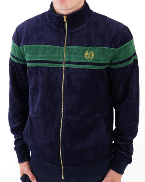 Sergio Tacchini Masters Velour Track Top Navy/Dark Green