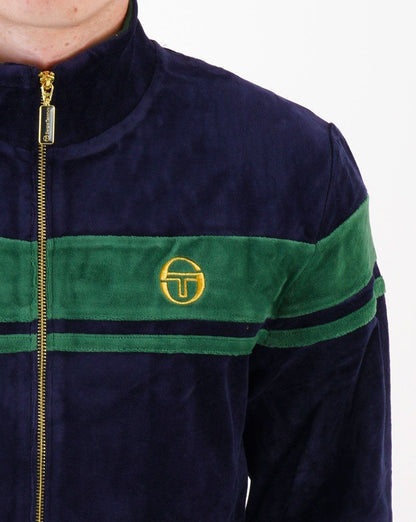 Sergio Tacchini Masters Velours-Trainingsjacke Marineblau/Dunkelgrün