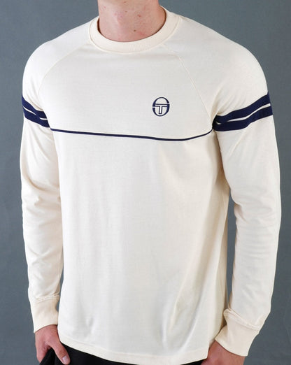 Sergio Tacchini Star Langarm-T-Shirt Off-White – Marineblau
